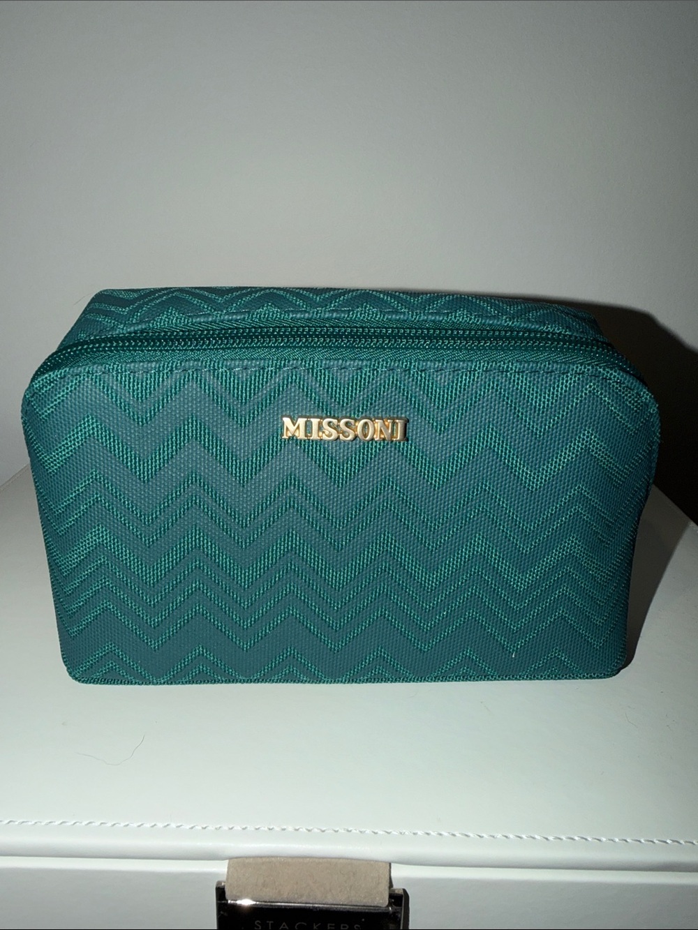 Missoni for Delta Teal Chevron Toiletry Pouch with Gold Logo
